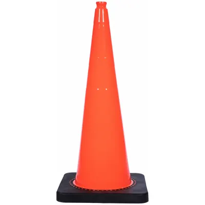 OEM 36 in Orange PVC Traffic Cone with 15 lb Black Base - Traffic Cones for Roadway Use