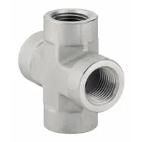 PARKER Metal Pipe Cross: 1/2 in x 1/2 in x 1/2 in x 1/2 in, 3,000 psi, Steel, 2 7/16 in Lg, Cross (MPN 1/2 KMMOO-S)