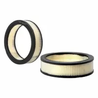 Round engine air filter with 8 1/16 in outside diameter and 2 1/8 in outside diameter bottom, constructed of cellulose. Designed for use in Cummins trucks to remove airborne contaminants from intake air