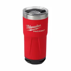 This 20 oz insulated stainless steel water bottle from MILWAUKEE features a red metal construction with a 7 in overall height and 3 5/8 in overall diameter. Designed for use in industrial environments, it keeps beverages at temperature during long shifts on job sites, in warehouses, or in the field.