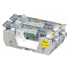 Two-pole open-block fuse holder rated 250 V AC with box-lug terminals and non-indicating design. Accepts UL Class RK1 and RK5 fuses. Suitable for use in industrial control panels, motor protection circuits, and power distribution systems requiring overcurrent protection.