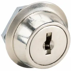 Keyed different cam lock with quarter-turn clockwise unlock. Constructed of zinc die-cast with nickel finish. Suitable for securing access panels, cabinets, and enclosures on industrial equipment.