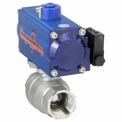 DYNAQUIP CONTROLS Pneumatically Actuated Two-Way Ball Valve: 1 1/2 in, Stainless Steel - Stainless Steel Pneumatically-Actuated Ball Valves