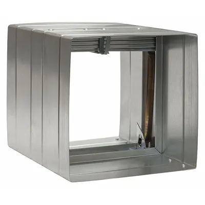 Dayton 9.75"H-W 12"L Spring Fire Dampr w/Sleeve: Dynamic, 9 3/4 in H, 9 3/4 in W - Rectangular Fire Dampers