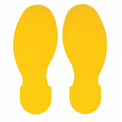 BRADY Floor Marking Tape: Footprint, Solid, Yellow, No Legend, 3 1/2 in x 10 in - Footprint-Shaped Floor Marking Tape