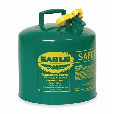 EAGLE Type I Safety Can: For Use With Oil, 5 gal Capacity, Powder Coated Steel - Oil Safety Cans