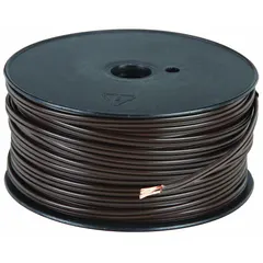 SPT-2 lamp cord with two 16 AWG conductors, rated 300 V. Brown jacket, 250 ft length. Used for wiring lamps, light fixtures, and small appliances requiring a flexible power supply.