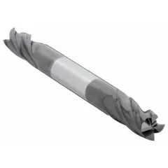 This double-end carbide square end mill features an AlTiN coating and 4 flutes, with an 11/64" mill diameter and 2" overall length. Designed for precision slotting, profiling, and contouring in ferrous and non-ferrous metals, the double-end construction extends tool life. The coating provides high-temperature hardness for faster cutting speeds in industrial machining applications.