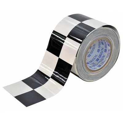 BRADY Floor Marking Tape: Gen Purpose, Checkered, Black/White, 4 in x 100 ft - General Purpose Floor Marking Tape