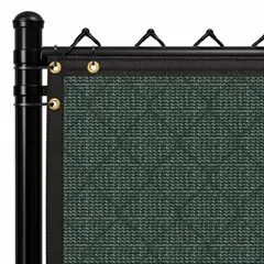 This privacy and shade screen is constructed from high-density polyethylene for outdoor use. It measures 5.66 feet in height and 150 feet in length, providing coverage for fencing applications to block wind, dust, and unwanted views while allowing airflow.