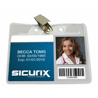 SICURIX Badge Holder: Pouch, Horizontal, 6 1/2 in Badge Pouch Wd, 1 3/4 in Badge Pouch Ht - Clips for Badges