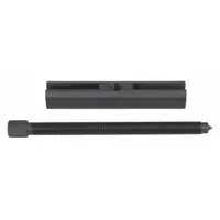 Steel automotive tool designed to remove the end yoke from a transmission output shaft. Used during transmission repair or replacement to safely separate the yoke without damaging the shaft