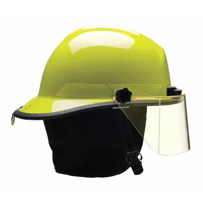 BULLARD Fire Helmet: Lime, Modern Rear Brim, Chin Strap