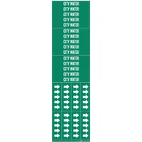 Pipe Marker: City Water, Green, White, Fits 3/4 in and Smaller Pipe O.D., 3 Pipe Markers (MPN 7054-3C)