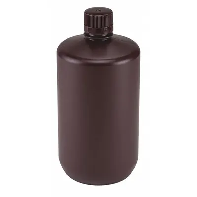 GLOBE SCIENTIFIC Sampling Bottle: Polypropylene, 67.6 fl oz, 2 L, Amber, Closure Included - Polypropylene Narrow Mouth Round Lab Bottles