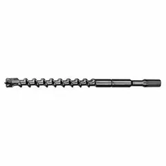 This spline concrete and masonry drill bit is designed for use with spline-drive rotary hammers. It features a 1-1/8 in diameter, 17 in maximum drilling depth, and 22 in overall length. Suitable for drilling into concrete, brick, and block in construction and maintenance applications.