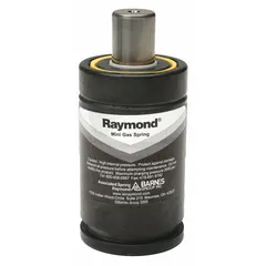 Gas spring providing 1,240 lbf force with a 4 1/8 in extended length and M6 rod thread size. Supplied without end fittings. Used for lifting, counterbalancing, or damping in industrial machinery and material handling equipment.