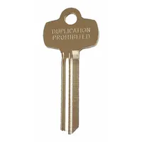 Key Blank: Compatible with BEST Locks, M Keyway Type, Key ID # KS654, 0 Pins, Brass, Nickel Plated (MPN 1A1M1KS654KS800)