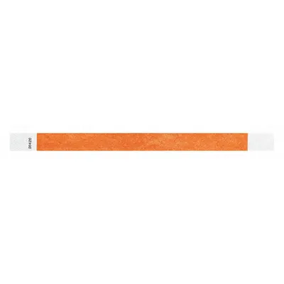 ID Wristband: No Legend, 10 in Overall Lg, 3/4 in Overall Wd, Tyvek, Orange - Security Wristbands