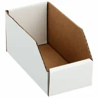 PACKAGING CORPORATION OF AMERICA Corrugated Shelf Bin: 9 in Overall Lg, 4 in x 4 1/2 in, White (MPN BIN 4-9)