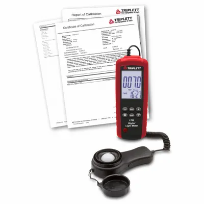 TRIPLETT Light Meter: Carrying Case, ±3%/±4% Light Level Accuracy, LCD, 59 in Sensor Cord Lg - Data Logging Light Meters