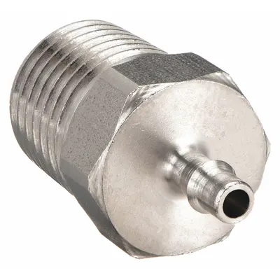 PNEUMADYNE Stainless Steel Barbed Tube Fitting Adapter, 1/8 in ID x 1/4 in Pipe - Stainless Steel Barbed Tube Fittings