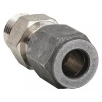 PARKER Compression Fitting Adapter: 1/4 in OD x 1/4 in Pipe size, 1/2-20 Thread Size, Ferulok (MPN 4-5 F5BU-SS)