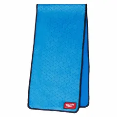 This MILWAUKEE cooling neck wrap is a universal microfiber evaporative-cooling headwear in blue with a snowflake pattern. It is activated by water immersion and provides up to 4 hours of cooling. Suitable for use in hot environments such as plant floors, construction sites, and maintenance tasks to help manage heat stress.