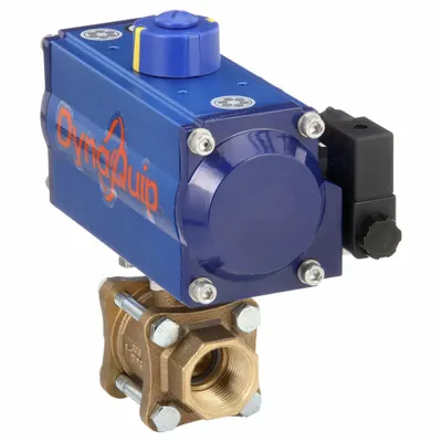 DYNAQUIP CONTROLS Pneumatically Actuated Two-Way Ball Valve: 1 in Size, Bronze - Bronze Pneumatically-Actuated Ball Valves