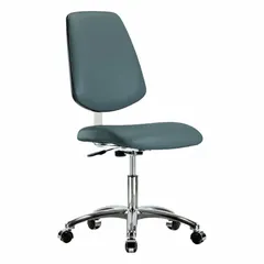 Vinyl Cleanroom Chair, Armless, Height Range 18 1/2 in to 23 3/4 in, Seat Width 18 1/2 in, Seat Depth 17 in, Aluminum Base, ISO 4