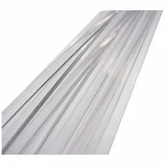 Round polycarbonate welding rod, 3/16 in diameter by 48 in length, clear color, 1 lb weight. Used for repairing and fabricating polycarbonate parts and assemblies in industrial applications such as chemical tanks, machine guards, and ductwork. Bonds with heat welding to create strong, clear joints.