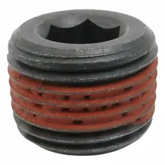 Hydraulic plug component designed to seal ports or openings in hydraulic systems, preventing fluid leaks and maintaining system pressure. Suitable for use in industrial hydraulic equipment.
