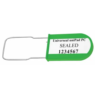 UNIVERSEAL Padlock Seals: Green, Plastic, 100 lb Breaking Strength, 1 3/16 in Hasp Lg - Metal Hasp Padlock Seals