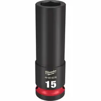 MILWAUKEE Deep Impact Socket: 1/2 in Drive Size, Metric, 15 mm Socket Size, 6-Point, Deep, Friction (MPN 49-66-6276)