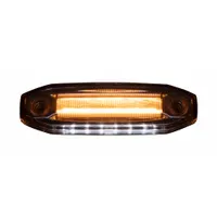 LED clearance light with rectangular shape and screw mount. Clear lens and amber illumination. Features bullet and ring connector for electrical connection. SAE P2 rated for use as side or rear marker on trailers, trucks, and heavy equipment