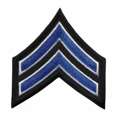 Rank insignia patch denoting Corporal (CPL). Measures 3 inches, black, constructed from a polyester/rayon blend. Suitable for uniform identification on military, law enforcement, or security attire. Each package contains one patch.