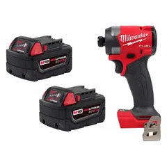 This cordless impact driver kit features a 1/4-inch drive and delivers 2,000 in-lb of maximum torque. The brushless motor provides efficient operation for fastening and loosening screws, bolts, and nuts in industrial assembly, metalworking, and maintenance tasks.