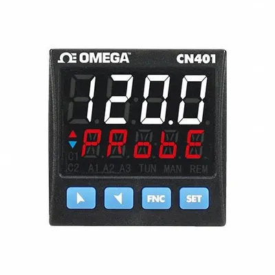 OMEGA Controller: CN400, 1/16 DIN Size, RTD, PID, 24 to 230V AC/DC, 0°C to 45°C - Temperature Controllers