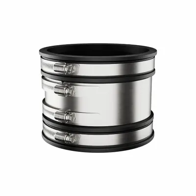 FERNCO Flexible Pipe Straight: PVC, For 4 in Pipe, Clay x PVC/Copper/Iron/Steel - Shielded Flexible Transition Couplings