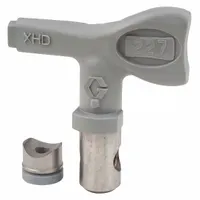 This GRACO airless spray gun tip is a replacement component for airless spray guns, featuring a 0.027 in tip size. It is compatible with the XTR series and model XHD001. The gray tip is used for applying paints and coatings in industrial finishing applications