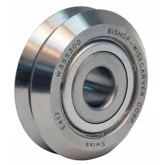 This V-groove yoke track roller is made of stainless steel for corrosion resistance. It has a roller diameter of 2 23/64 in and operates in temperatures from -94°F to 230°F. Typical applications include linear motion systems, conveyor tracks, and automation equipment where reliable tracking is required.