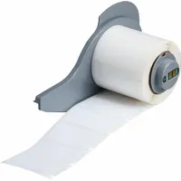 Pre-Cut Label Stock Roll: 3/4 in x 1 1/2 in, 1 1/2 in x 3/4 in, Polyester, White (MPN M7-30-422)