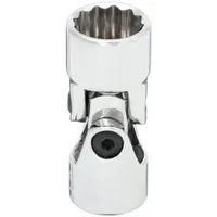 WESTWARD Flex Socket: 3/8 in Drive Size, 7/16 in Socket Size, 12-Point, Std, Chrome