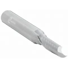 Solid carbide spiral O-flute upcut router bit designed for routing aluminum in industrial applications. The 1/4" cut diameter and 3/8" length of cut enable efficient chip evacuation and clean cuts on aluminum sheets, plates, and extrusions during CNC machining.