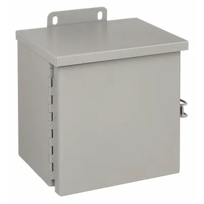 WIEGMANN Enclosure: Steel, 8 in x 8 in x 6 in, 3R, Solid Cover, Hinged, Included - Steel Enclosures with Hinged Covers