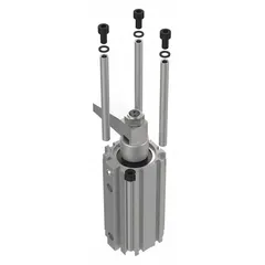 Side flange mounting kit for DE-STA-CO air-powered swing clamps. Compatible with models 9550-2L, 9550-2R, 9550-2GL, and 9550-2GR. Includes four lock washers for secure attachment in workholding setups.