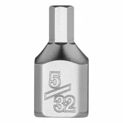 This hex bit socket features a 1/4 in drive size and a 5/32 in hex tip, SAE. With an overall length of 51/64 in, it is suited for driving hex-head fasteners in assembly, maintenance, and repair tasks.