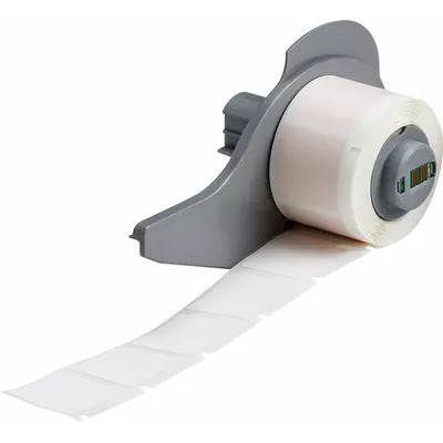 BRADY Wraparound Label: 1 in x 1 in, 1 in, Polyimide, White (Matte) - Brady Precut Label Roll Cartridges