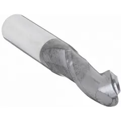 This general purpose carbide ball end mill features an AlTiN coating for heat resistance and wear protection. With 2 flutes and a 4.5 mm diameter, it is suited for contouring, slotting, and profiling in mold and die work and general machining. The 16 mm length of cut and 51 mm overall length provide reach for various milling applications.