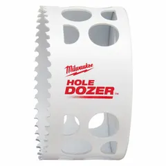 This bi-metal hole saw cuts through wood, metal, and plastic. With a 3-3/4 in diameter, 3.5 teeth per inch, and 1-5/8 in maximum cutting depth, it is suited for electrical, plumbing, and HVAC installations. Sold without arbor.